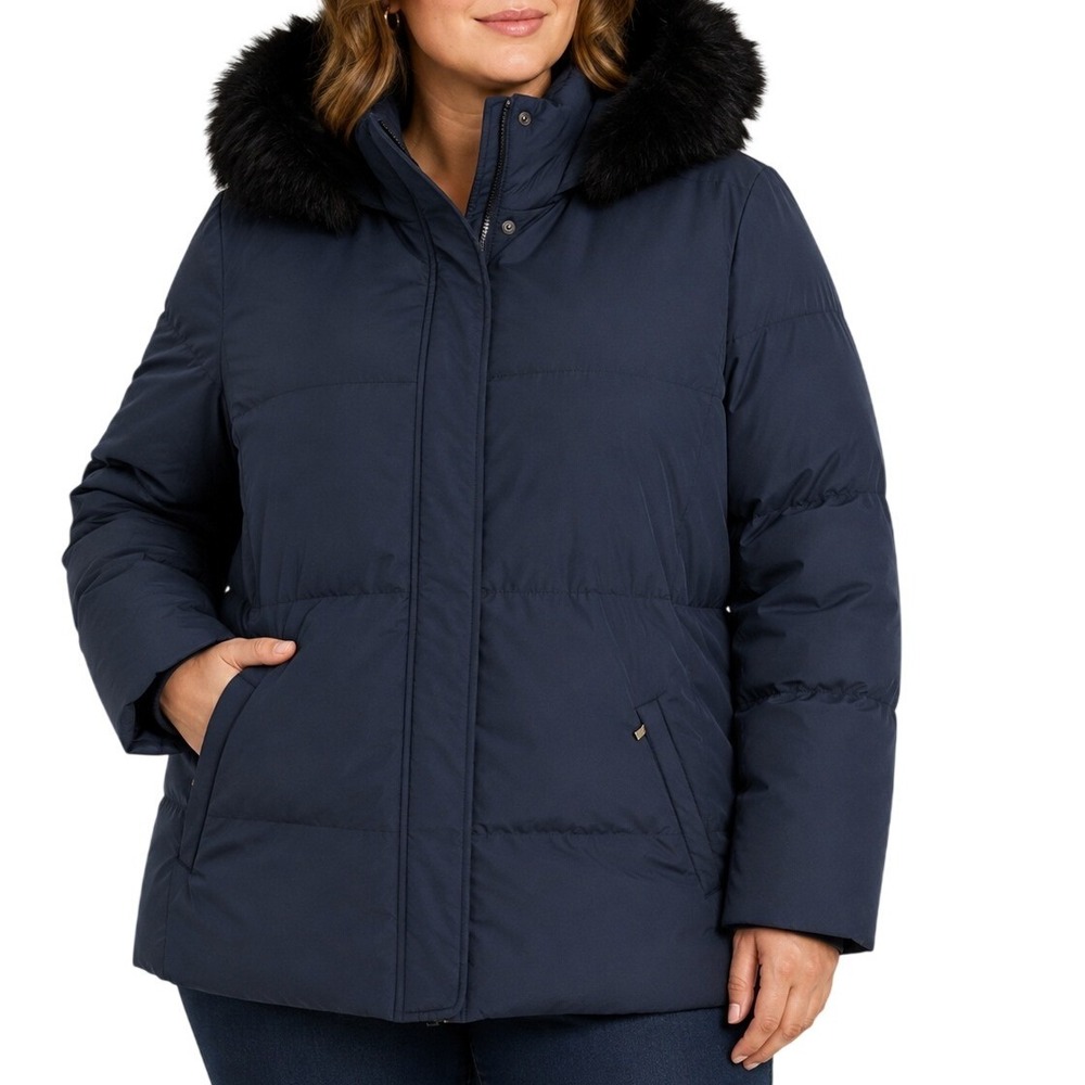 Lauren Ralph Lauren Navy Blue Hooded Puffer Jacket Women's 2X